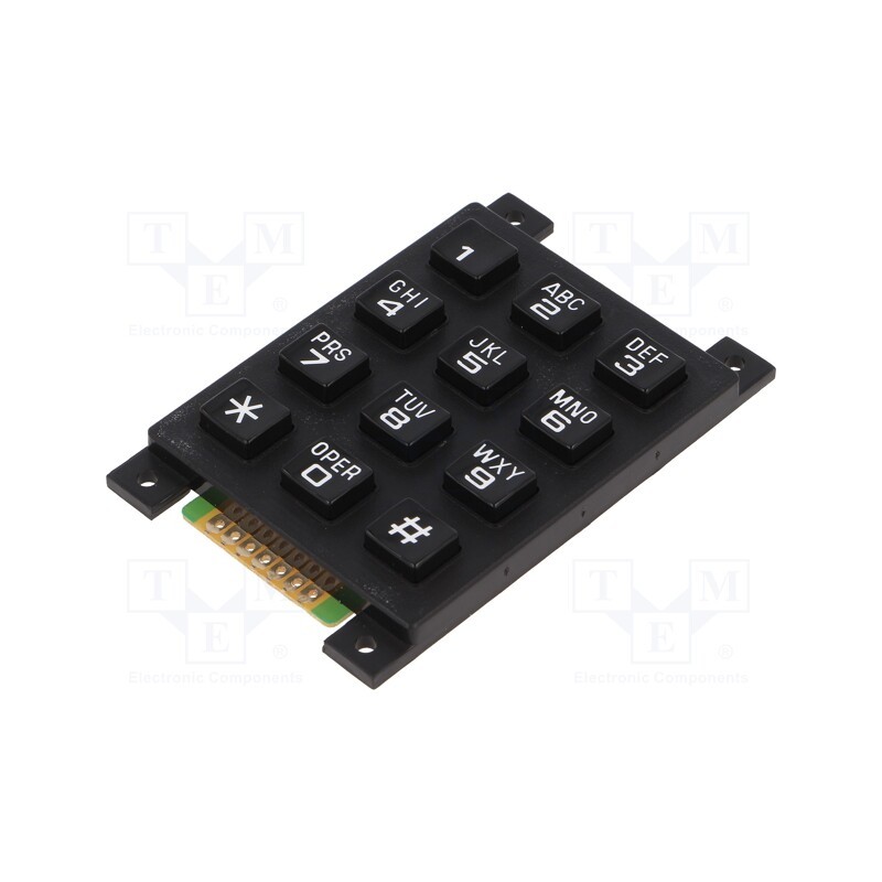 1 pcs x ACCORD - AK-804-A-BBW - Keypad: plastic, No.of butt: 12, none, plastic, 200mΩ, 1.2N, 20mA