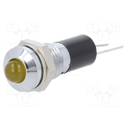 1 pcs x MENTOR - 2693.8271 - Indicator: LED, prominent, yellow, 12VDC, Ø8mm, for PCB, brass