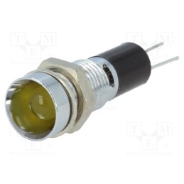 1 pcs x MENTOR - 2692.8271 - Indicator: LED, recessed, yellow, 12VDC, Ø8mm, for PCB, brass
