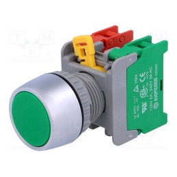 1 pcs x AUSPICIOUS - PBF22-1O/C G - Switch: push-button, 22mm, Stabl.pos: 1, NC + NO, green, none, IP65
