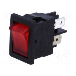 1 pcs x BULGIN - H8553VBBR3 - ROCKER, DPST, Pos: 2, ON-OFF, 10A/250VAC, red, neon lamp, 230V, 8500