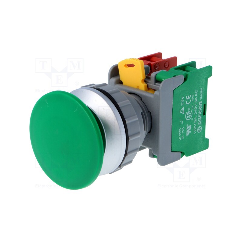1 pcs x AUSPICIOUS - XE30-1O/C G - Switch: push-button, 30mm, Stabl.pos: 1, NC + NO, green, IP65, XE30
