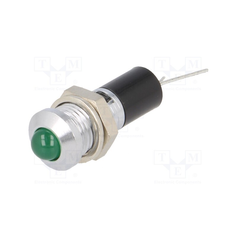1 pcs x MENTOR - 2693.8381 - Indicator: LED, prominent, green, 24VDC, Ø8mm, for PCB, brass