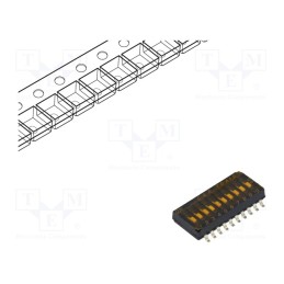 1 pcs x C&K - TDA10H0SB1R - Switch: DIP-SWITCH, Poles number: 10, OFF-ON, 0.025A/24VDC, Pos: 2
