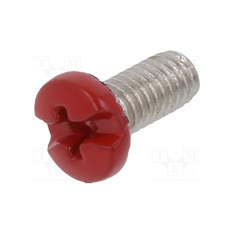 100 pcs x KEYSTONE - 2663016 - Screw, M3x6, 0.5, Head: cheese head, Phillips,slotted, brass, red