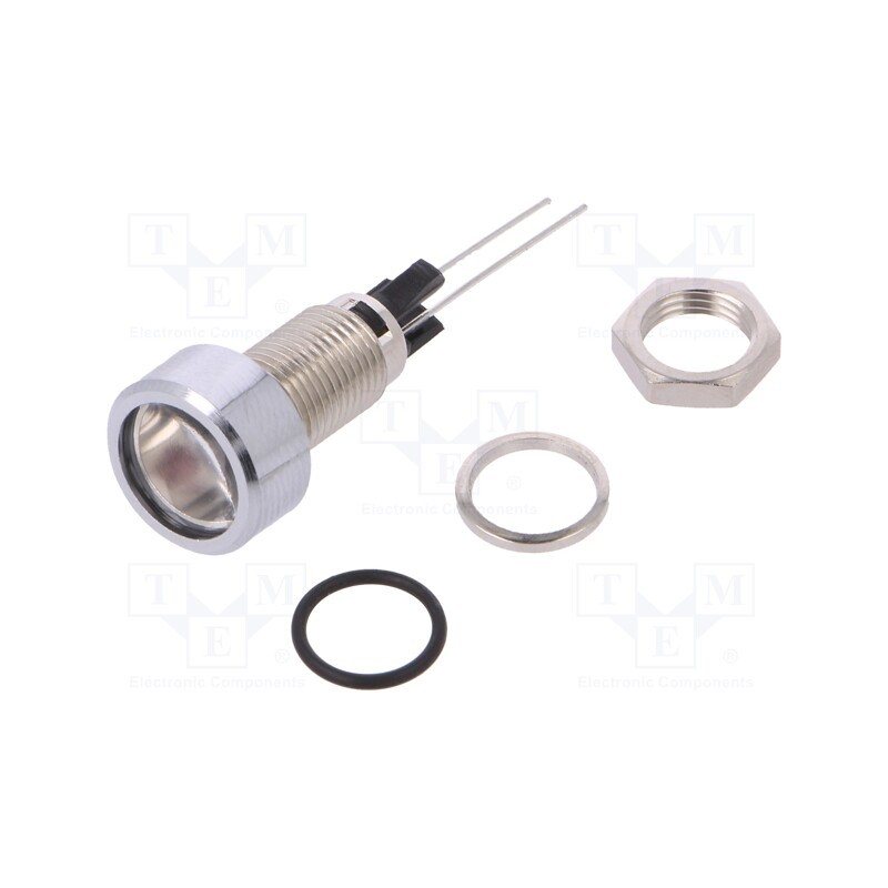 1 pcs x MENTOR - 2672.8021 - Indicator: LED, flat, red, Ø8mm, for PCB, brass, ØLED: 5mm