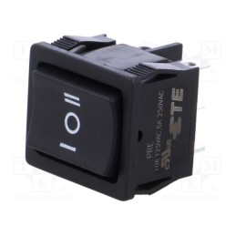 1 pcs x TE Connectivity - 1-1634200-7 - ROCKER, DP3T, Pos: 3, ON-OFF-ON, 6A/250VAC, black, none, 50mΩ, PRE