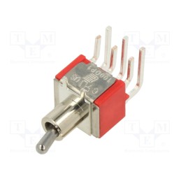 1 pcs x E-SWITCH - 100DP1T2B4M6QE - Switch: toggle, Pos: 2, DPDT, ON-ON, 2A/250VAC, 5A/28VDC, -30÷85°C
