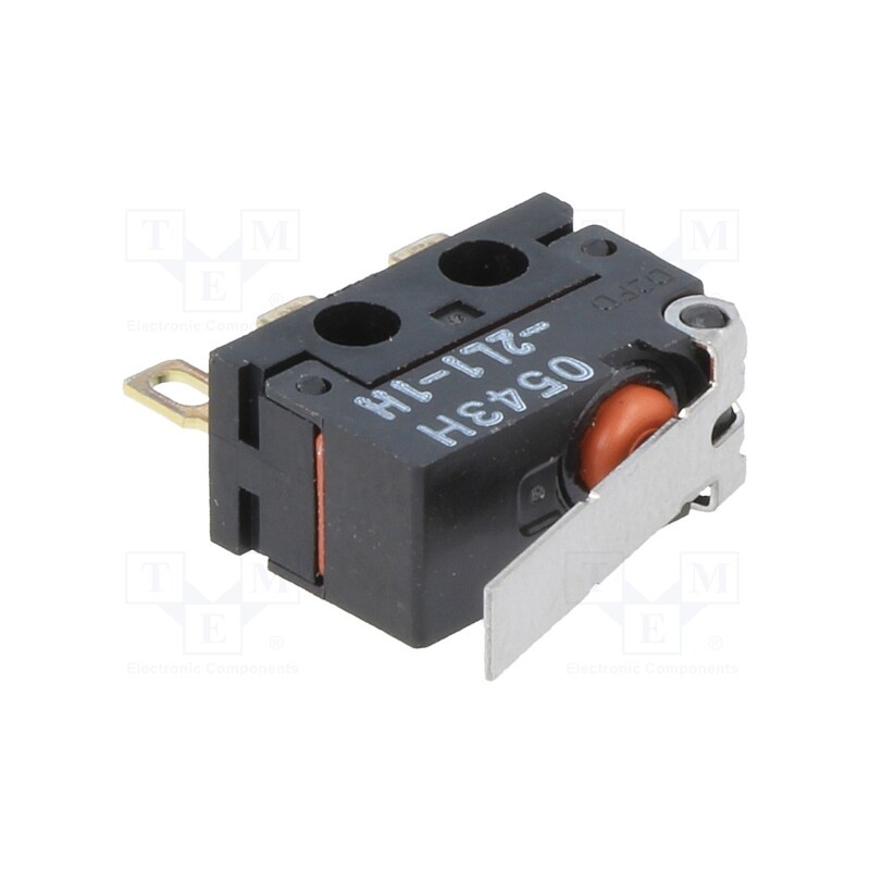 1 pcs x OMRON OCB - D2FD-2L1-1H - Microswitch SNAP ACTION, 2A/125VAC, 2A/30VDC, with lever, SPDT