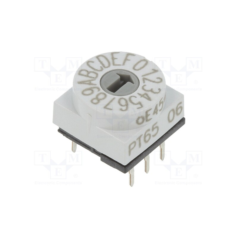 1 pcs x PTR HARTMANN - PT65106 - Encoding switch, HEX/BCD, Pos: 16, THT, Rcont max: 80mΩ, PT65