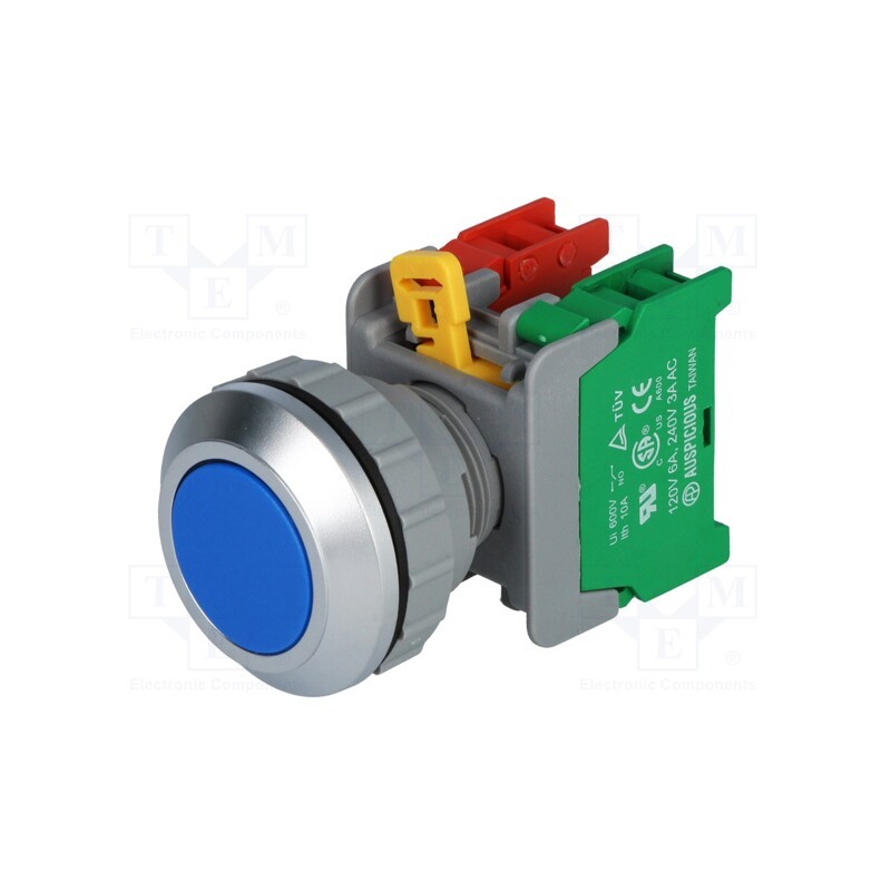 1 pcs x AUSPICIOUS - XB30-1O/C BL - Switch: push-button, 30mm, Stabl.pos: 1, NC + NO, blue, IP65, XB30