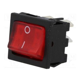 1 pcs x BULGIN - H8653VBBR3076W - ROCKER, DPST, Pos: 2, ON-OFF, 10A/250VAC, 10A/28VDC, red, neon lamp
