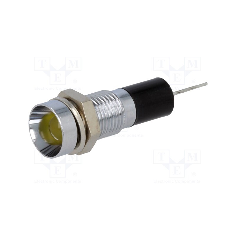 1 pcs x MENTOR - 2692.8371 - Indicator: LED, recessed, yellow, 24VDC, Ø8mm, for PCB, brass