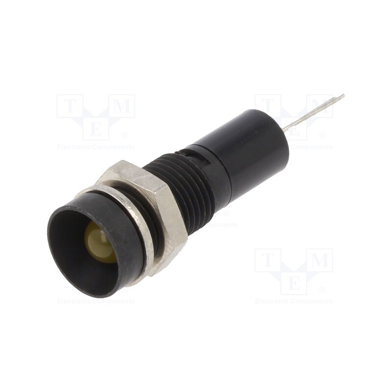1 pcs x MENTOR - 2692.8273 - Indicator: LED, recessed, yellow, 12VDC, Ø8mm, for PCB, brass