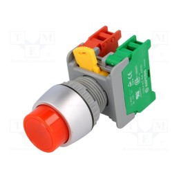 1 pcs x AUSPICIOUS - PBL22-1O/C R - Switch: push-button, 22mm, Stabl.pos: 1, NC + NO, red, none, IP65