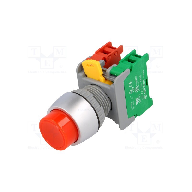 1 pcs x AUSPICIOUS - PBL22-1O/C R - Switch: push-button, 22mm, Stabl.pos: 1, NC + NO, red, none, IP65