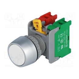 1 pcs x AUSPICIOUS - PBF22-1O/C W - Switch: push-button, 22mm, Stabl.pos: 1, NC + NO, white, none, IP65