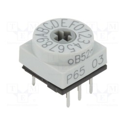1 pcs x PTR HARTMANN - P65THR703 - Encoding switch, HEX/BCD, Pos: 16, THT, Rcont max: 80mΩ, P65