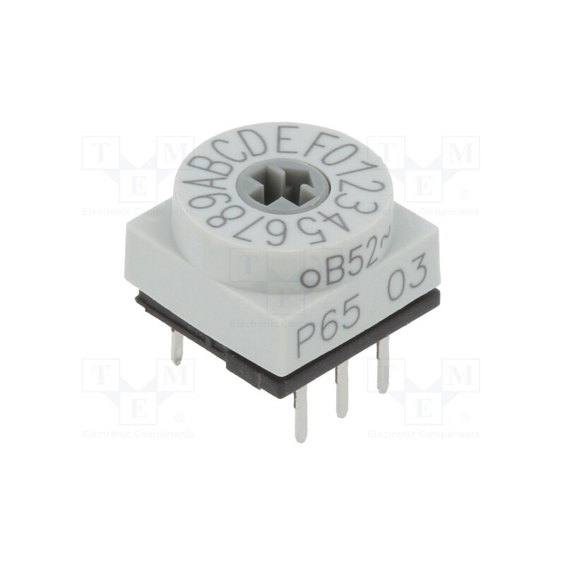 1 pcs x PTR HARTMANN - P65THR703 - Encoding switch, HEX/BCD, Pos: 16, THT, Rcont max: 80mΩ, P65