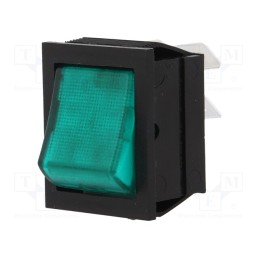 1 pcs x BULGIN - C1353AAMBG3 - ROCKER, DPST, Pos: 2, ON-OFF, 16A/250VAC, green, neon lamp, 250V