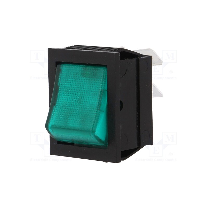 1 pcs x BULGIN - C1353AAMBG3 - ROCKER, DPST, Pos: 2, ON-OFF, 16A/250VAC, green, neon lamp, 250V