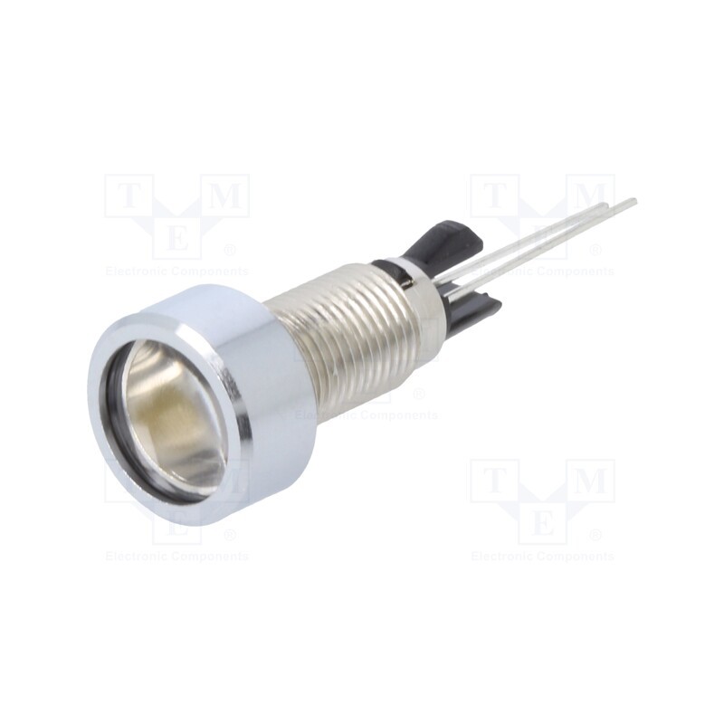 1 pcs x MENTOR - 2672.8071 - Indicator: LED, flat, yellow, Ø8mm, for PCB, brass, ØLED: 5mm