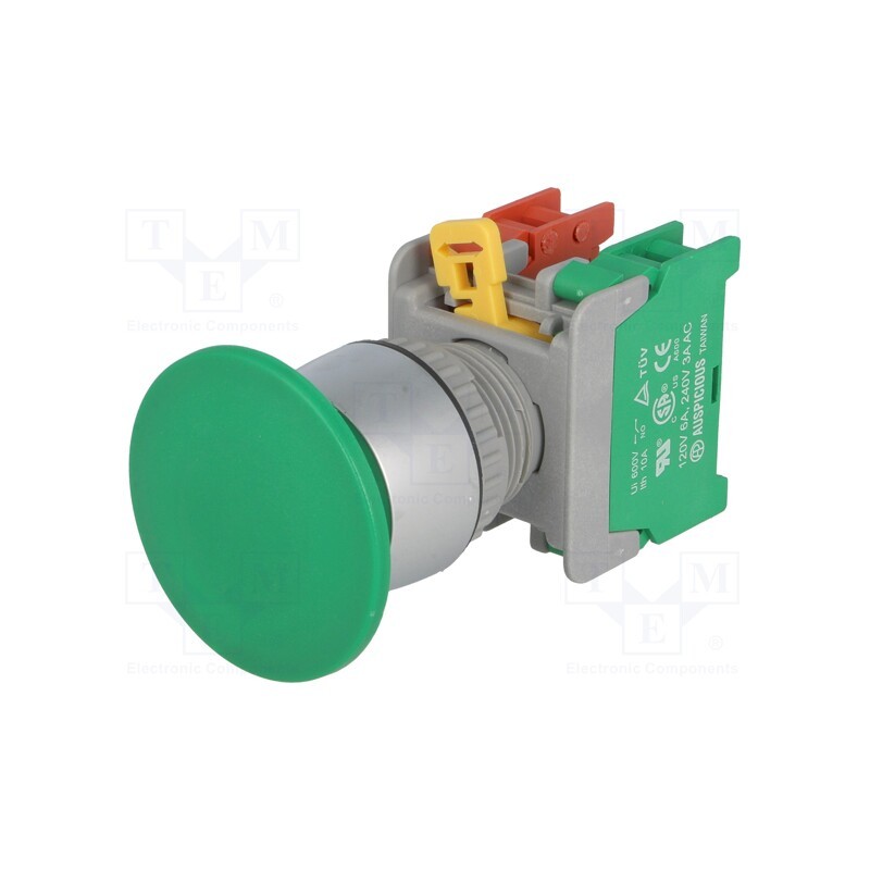 1 pcs x AUSPICIOUS - EB22-1O/C G - Switch: push-button, 22mm, Stabl.pos: 1, NC + NO, green, none, IP65