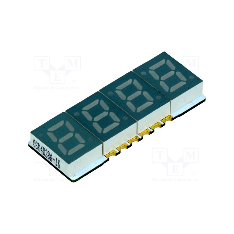 1 pcs x OPTOSUPPLY - OSK4028A-LG - Display: LED, 7-segment, 7mm, 0.28', No.char: 4, green, 5÷15mcd, SMD