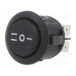 1 pcs x SWITCH COMPONENTS - RA1-2F-DC-2-B-5 - ROCKER, DP3T, Pos: 3, ON-OFF-ON, 10A/28VDC, black, none, Body: black
