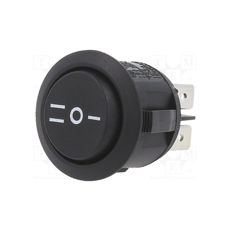 1 pcs x SWITCH COMPONENTS - RA1-2F-DC-2-B-5 - ROCKER, DP3T, Pos: 3, ON-OFF-ON, 10A/28VDC, black, none, Body: black