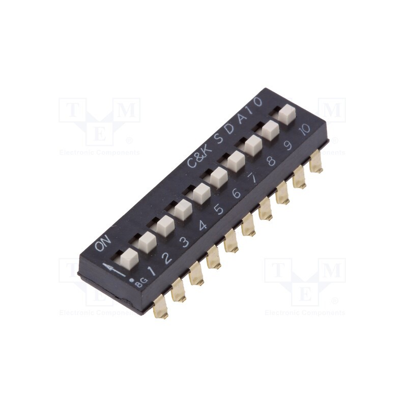 1 pcs x C&K - SDA10H1SBD - Switch: DIP-SWITCH, Poles number: 10, ON-OFF, 0.025A/24VDC, Pos: 10