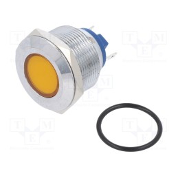 1 pcs x NINIGI - IND22-12Y-C - Indicator: LED, flat, yellow, 12VDC, 12VAC, Ø22mm, brass