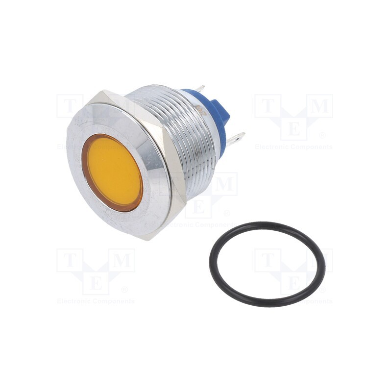 1 pcs x NINIGI - IND22-12Y-C - Indicator: LED, flat, yellow, 12VDC, 12VAC, Ø22mm, brass