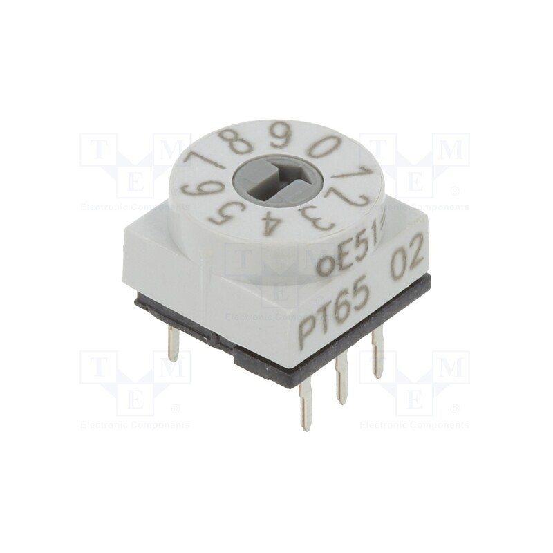 1 pcs x PTR HARTMANN - PT65102 - Encoding switch, DEC/BCD, Pos: 10, THT, Rcont max: 80mΩ, PT65