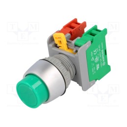 1 pcs x AUSPICIOUS - PBL22-1O/C G - Switch: push-button, 22mm, Stabl.pos: 1, NC + NO, green, none, IP65