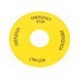 1 pcs x SIEMENS - 3SU1900-0BC31-0NB0 - Warning plate, 22mm, 3SU1.5, -25÷70°C, Ømount.hole: 22mm, Ø: 75mm