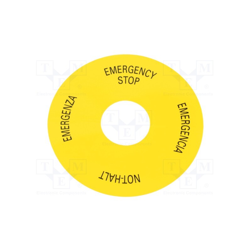 1 pcs x SIEMENS - 3SU1900-0BC31-0NB0 - Warning plate, 22mm, 3SU1.5, -25÷70°C, Ømount.hole: 22mm, Ø: 75mm