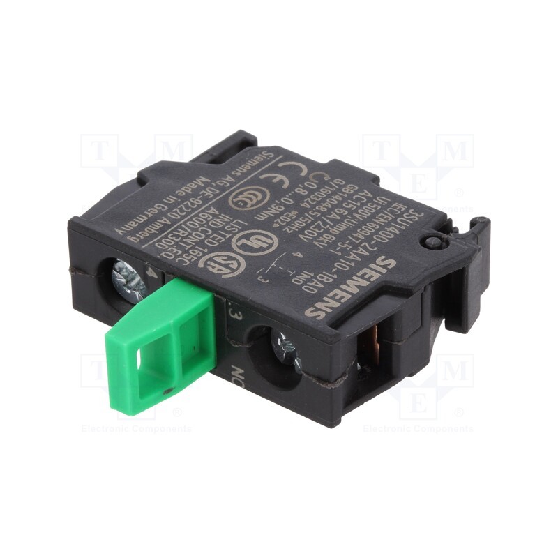 1 pcs x SIEMENS - 3SU1400-2AA10-1BA0 - Contact block, 22mm, -25÷70°C, for back plate, Contacts: NO