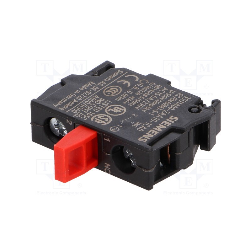 1 pcs x SIEMENS - 3SU1400-2AA10-1CA0 - Contact block, 22mm, -25÷70°C, for back plate, Contacts: NC