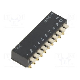 1 pcs x C&K - BPA10SB - Switch: DIP-SWITCH, Poles number: 10, ON-OFF, 0.025A/24VDC, Pos: 2