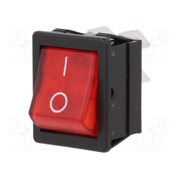 1 pcs x BULGIN - C1353ATMBR3602AW - ROCKER, DPST, Pos: 2, ON-OFF, 16A/250VAC, red, neon lamp, 250V, 1350
