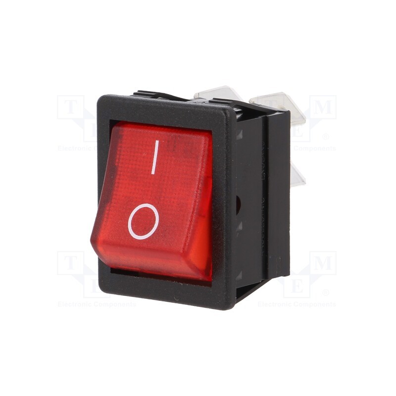 1 pcs x BULGIN - C1353ATMBR3602AW - ROCKER, DPST, Pos: 2, ON-OFF, 16A/250VAC, red, neon lamp, 250V, 1350