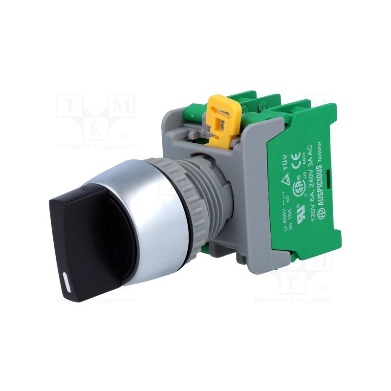 1 pcs x AUSPICIOUS - CS22-2/O BK,1-0-2 3POSITION - Switch: rotary, 22mm, Stabl.pos: 3, NO x2, black, none, 3A/230VAC