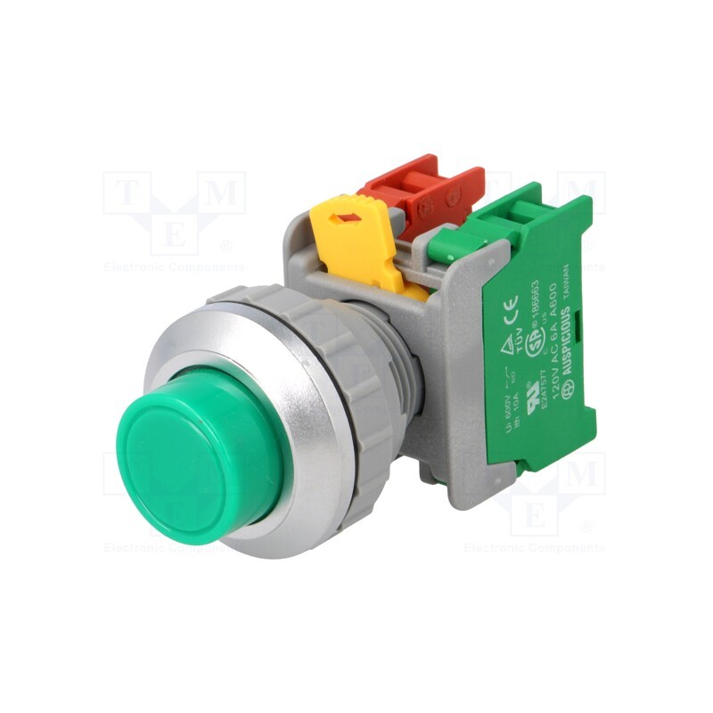 1 pcs x AUSPICIOUS - XL30-1O/C G - Switch: push-button, 30mm, Stabl.pos: 1, NC + NO, green, IP65, XL30