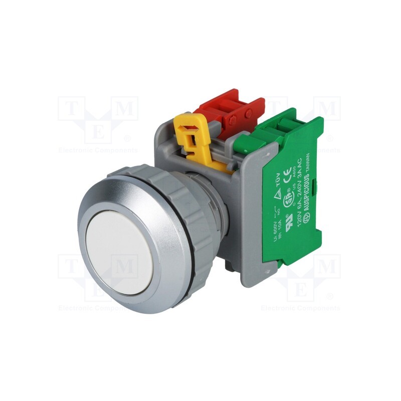 1 pcs x AUSPICIOUS - XB30-1O/C W - Switch: push-button, 30mm, Stabl.pos: 1, NC + NO, white, IP65, XB30