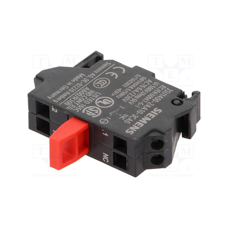 1 pcs x SIEMENS - 3SU1400-2AA10-3CA0 - Contact block, 22mm, -25÷70°C, for back plate, Contacts: NC