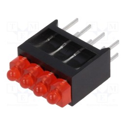 1 pcs x MENTOR - 2413.2431 - LED, in housing, red, 1.8mm, No.of diodes: 4, 20mA, 70°, 1÷5mcd