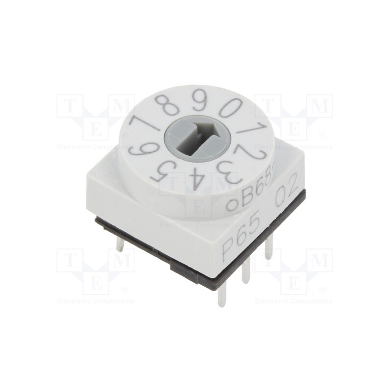 1 pcs x PTR HARTMANN - P65THR102 - Encoding switch, DEC/BCD, Pos: 10, THT, Rcont max: 80mΩ, P65
