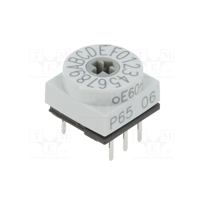 1 pcs x PTR HARTMANN - P65THR706 - Encoding switch, HEX/BCD, Pos: 16, THT, Rcont max: 80mΩ, P65