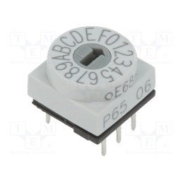 1 pcs x PTR HARTMANN - P65THR106 - Encoding switch, HEX/BCD, Pos: 16, THT, Rcont max: 80mΩ, P65